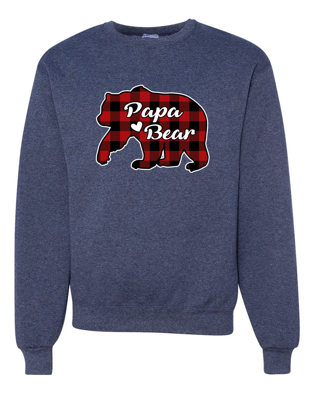 Papa Bear Cool Plaid Matching Design Merry Christmas Unisex Crewneck Graphic Sweatshirt