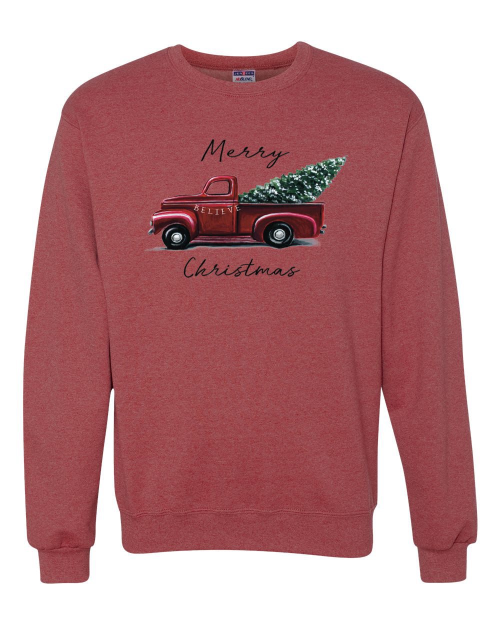 Merry Merry Christmas Red Pick up Truck Merry Christmas Unisex Crewneck Graphic Sweatshirt