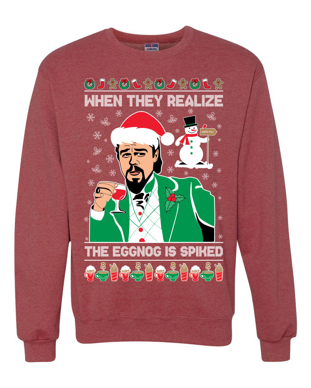 Leo Christmas Funny Meme The Eggnog  Ugly Christmas Sweater Unisex Crewneck Sweatshirt