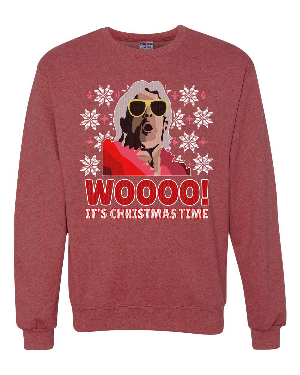 Woooo! It's Christmas Time Ugly Christmas Sweater Unisex Crewneck Sweatshirt