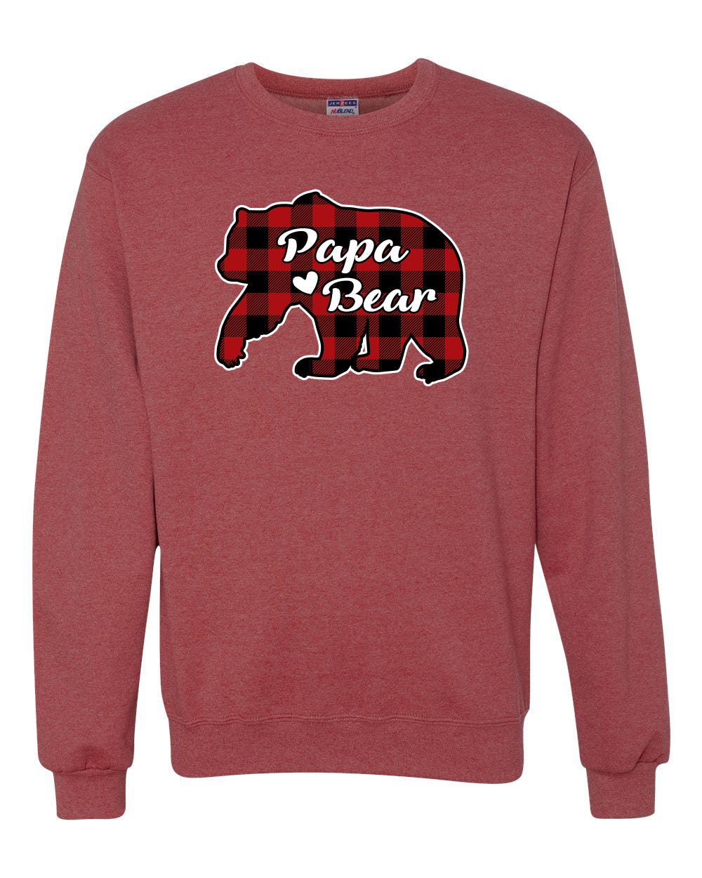Papa Bear Cool Plaid Matching Design Merry Christmas Unisex Crewneck Graphic Sweatshirt