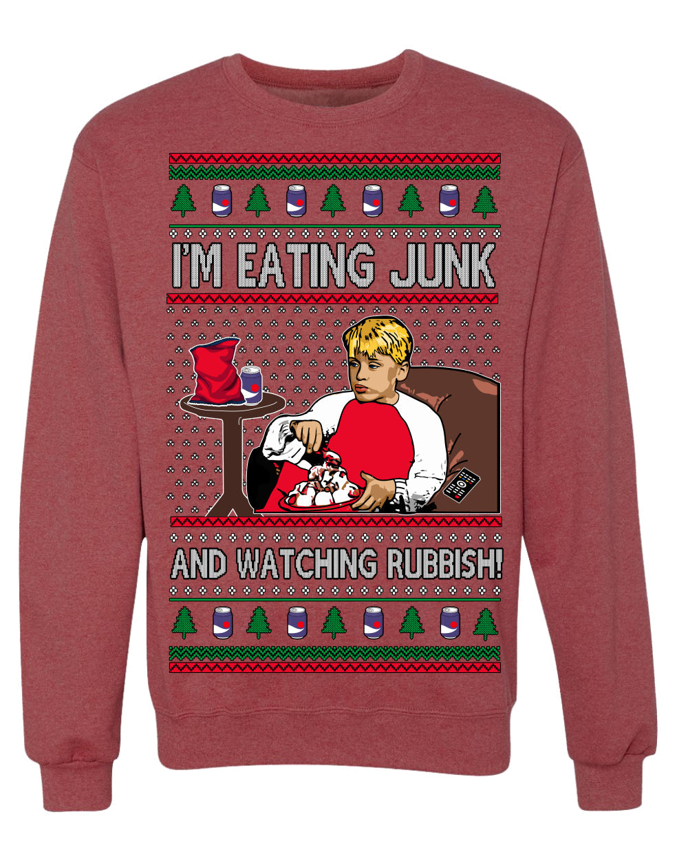 I'm Eating Junk and Watching Rubbish 90s Movie Ice Cream Ugly Christmas Sweater Crewneck Sweatshirt