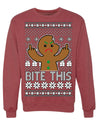 Bite This Funny Gingerbread Cookie Middle Finger Ugly Christmas Sweater Crewneck Sweatshirt