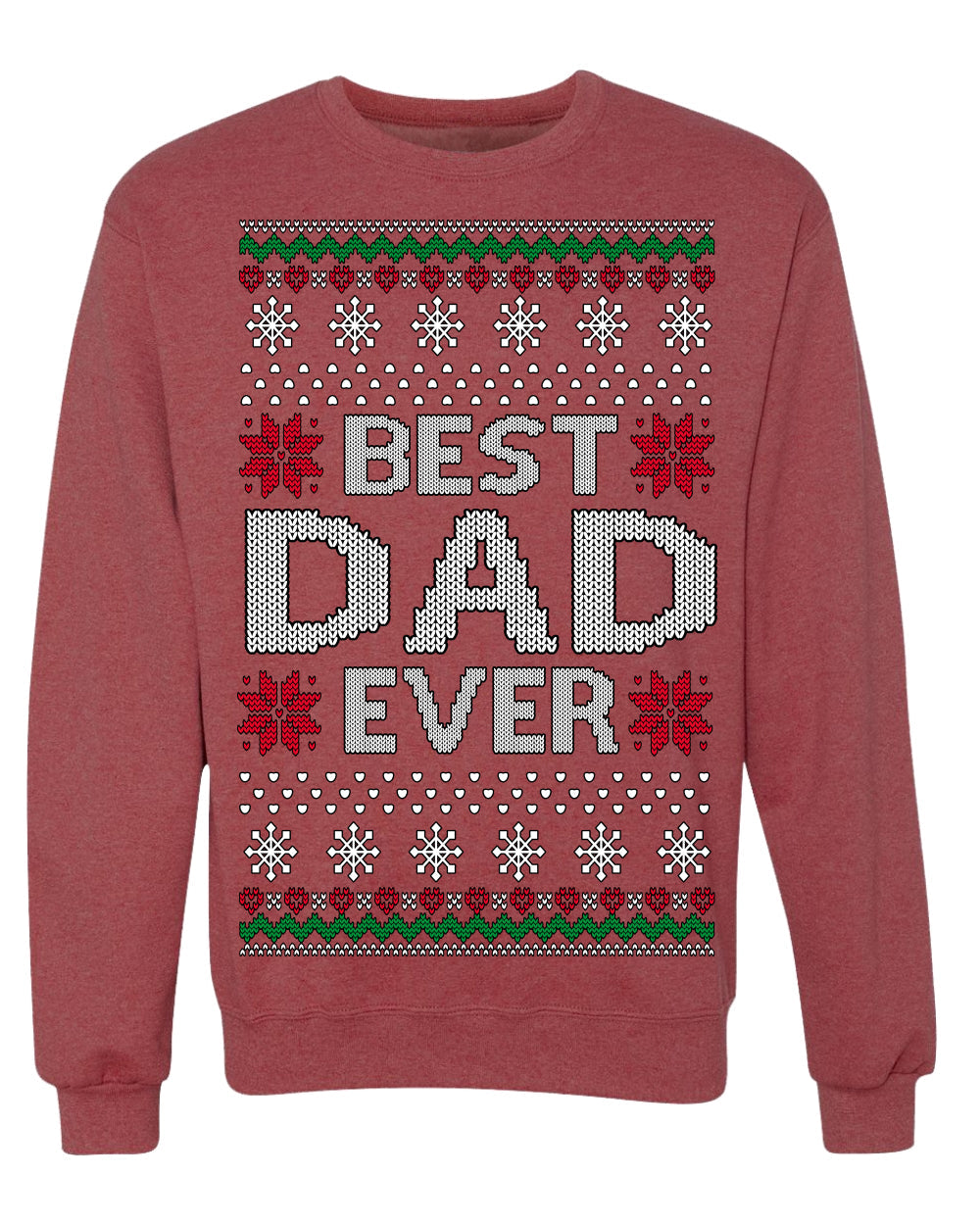 Best Dad Ever Classic Winter Holidays Ugly Christmas Sweater Crewneck Sweatshirt