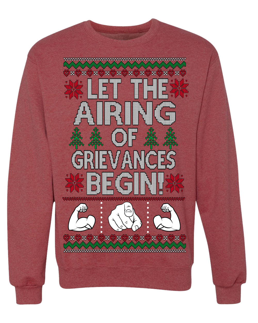 Let The Airing Of Grievances Begin Funny Tv Sitcom Festivus Ugly Christmas Sweater Crewneck Sweatshirt