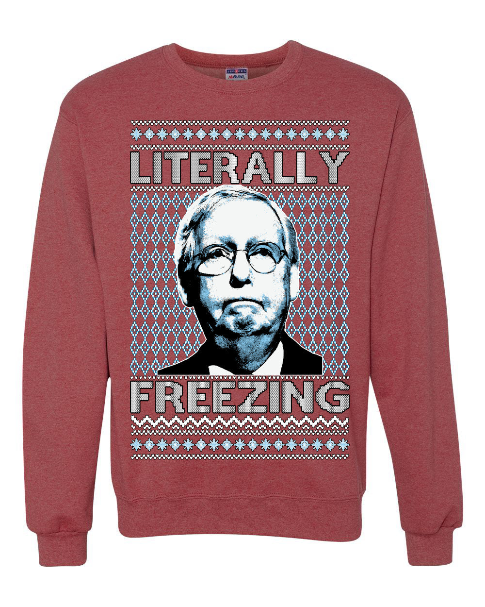Literally Freezing McConnell Senator Ugly Christmas Sweater Unisex Crewneck Sweatshirt