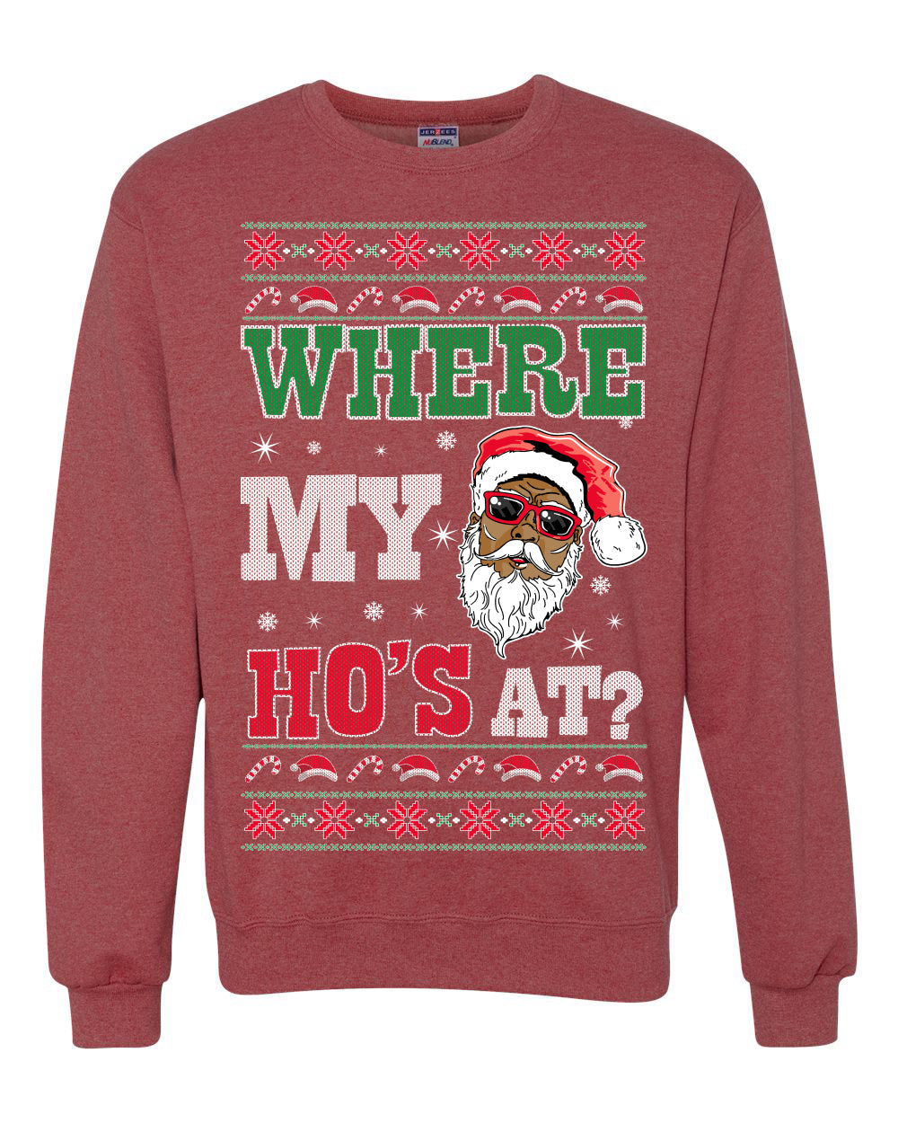 Where My Ho's At? Ugly Christmas Sweater Unisex Crewneck Sweatshirt