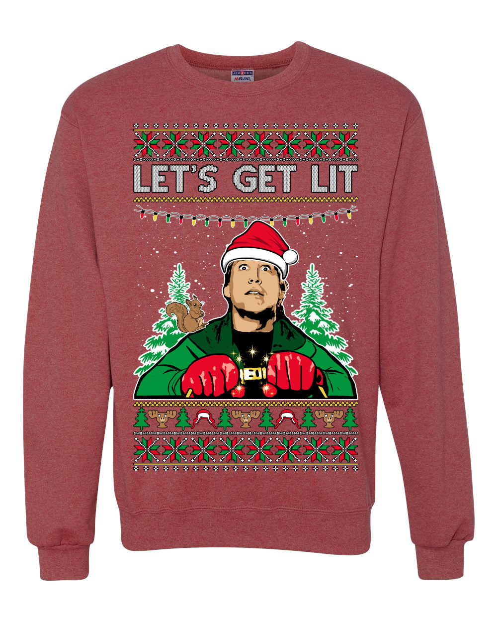 Let's Get Lit Clark Vacation Ugly Christmas Sweater Unisex Crewneck Sweatshirt
