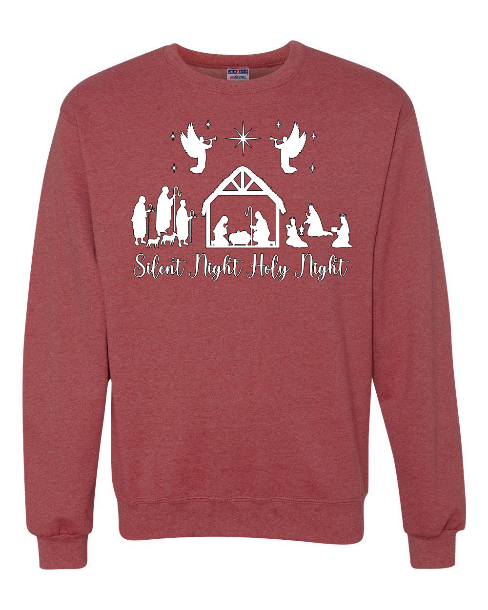 Silent Night Holy Night Religious Jesus Christmas Unisex Crewneck Sweatshirt