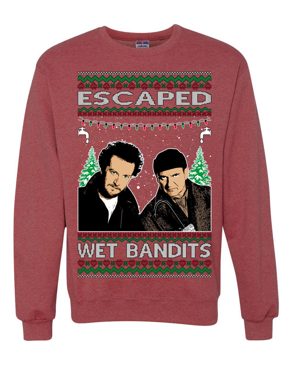 Escaped Bandits Classic Home Holiday Movie Ugly Christmas Sweater Unisex Crewneck Sweatshirt