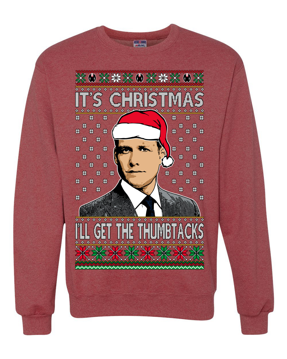 It's Christmas I'll Get The Thumbtacks TV Show Parody Ugly Christmas Sweater Unisex Crewneck Sweatshirt