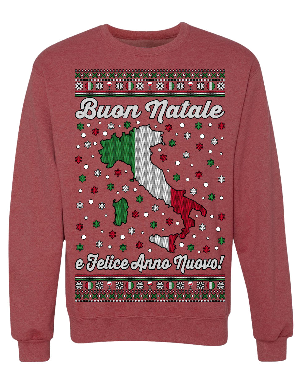 Buon Natale e Felice Anno Nuovo! Merry Christmas and Happy New Year Ugly Christmas Sweater Crewneck Sweatshirts