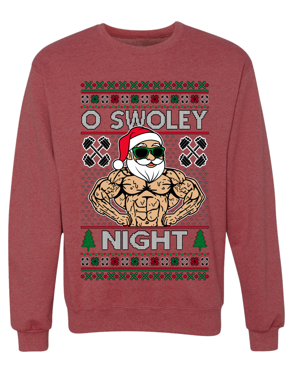 O Swoley Night, Exercise and Fitness Enthusiast, Ugly Christmas Unisex Sweater, Crewneck Sweatshirts