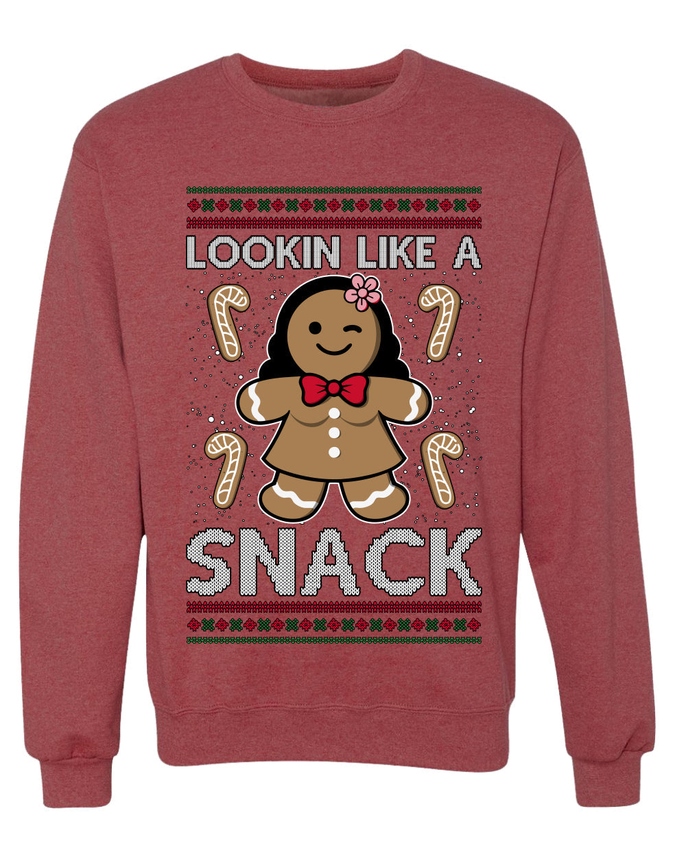 Lookin Like A Snack, Unisex Ugly Christmas Sweater Crewneck Sweatshirts