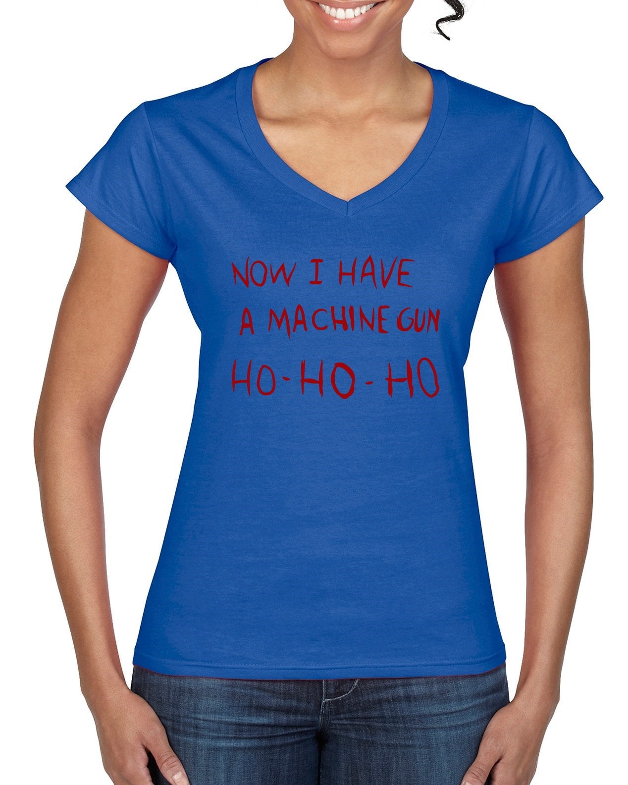 Die Hard Now I Have a Machine Gun Ho ho ho Christmas Women’s Standard V-Neck Tee