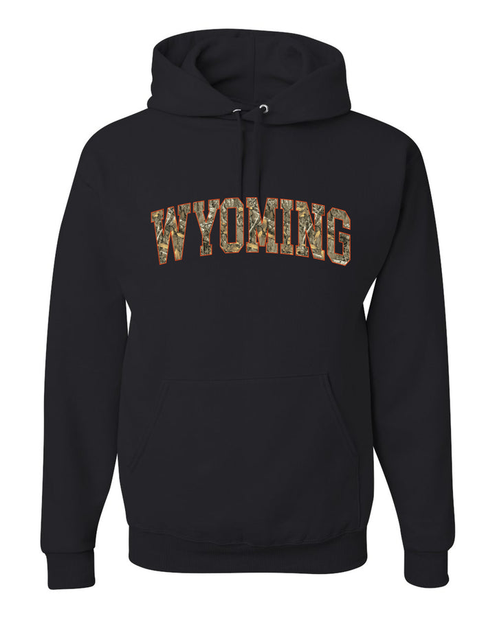Wyoming  Camo Fill Orange Outline Sweater, Unisex Hoodie Sweatshirt