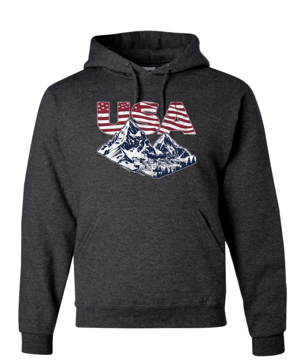 USA Winter Team Sports Fan Collection | USA Flag Mountainscape Sweater, Unisex Hoodie Sweatshirt
