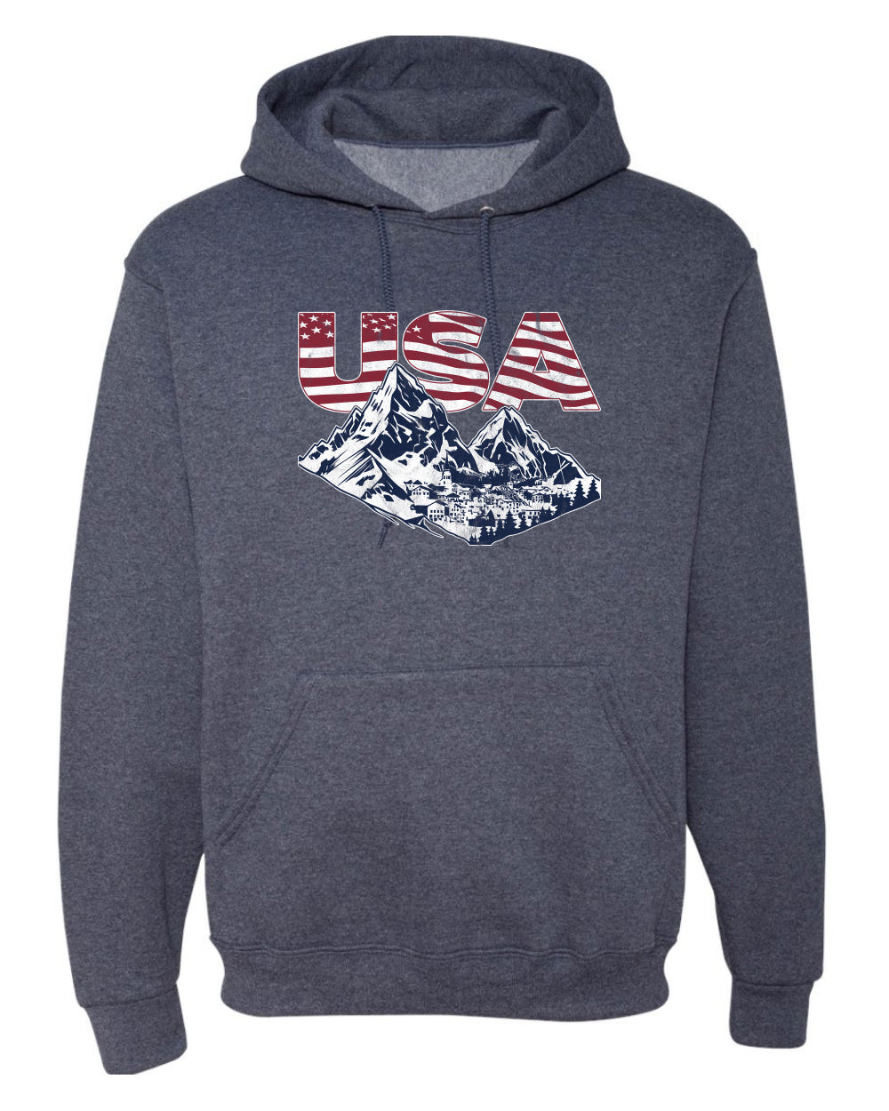 USA Winter Team Sports Fan Collection | USA Flag Mountainscape Sweater, Unisex Hoodie Sweatshirt