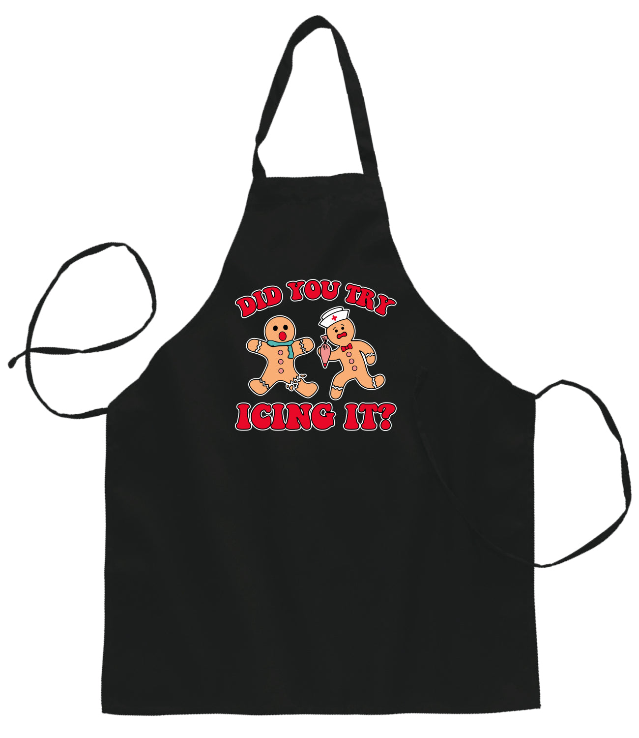 Did You Try Icing It? Funny Cute Gingerbread Doctor Ugly Christmas Sweater Ugly Christmas Butcher Graphic Apron for Kitchen BBQ Grilling Cooking