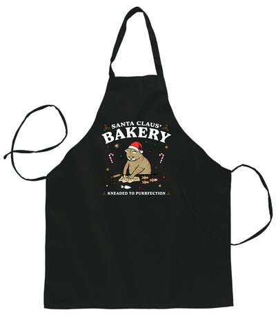 Santa Claus Bakery | Bread Kneaded to Purrfection Ugly Christmas Sweater Ugly Christmas Butcher Graphic Apron for Kitchen BBQ Grilling Cooking