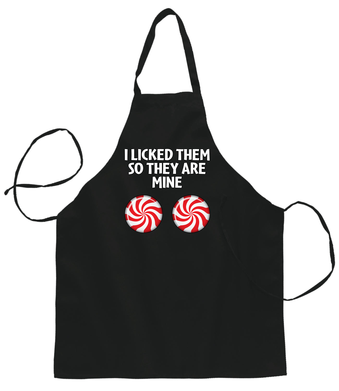 I Licked Them So They Are Mine, Funny Winter Candy Cane Ugly Christmas Sweater Ugly Christmas Butcher Graphic Apron for Kitchen BBQ Grilling Cooking