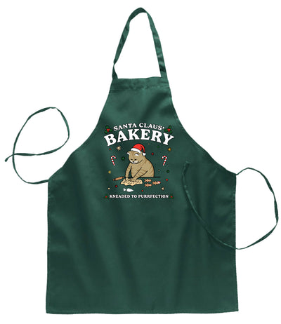 Santa Claus Bakery | Bread Kneaded to Purrfection Ugly Christmas Sweater Ugly Christmas Butcher Graphic Apron for Kitchen BBQ Grilling Cooking