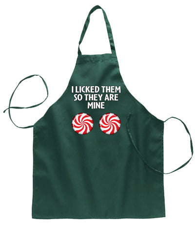 I Licked Them So They Are Mine, Funny Winter Candy Cane Ugly Christmas Sweater Ugly Christmas Butcher Graphic Apron for Kitchen BBQ Grilling Cooking