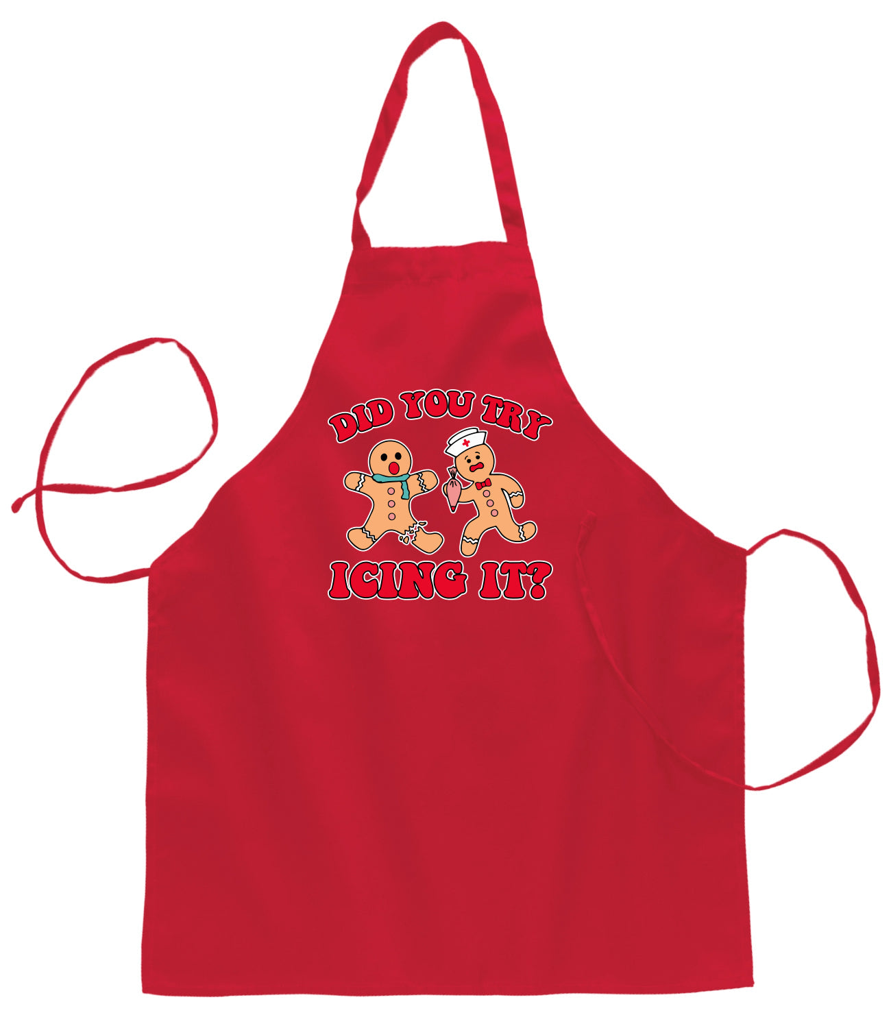 Did You Try Icing It? Funny Cute Gingerbread Doctor Ugly Christmas Sweater Ugly Christmas Butcher Graphic Apron for Kitchen BBQ Grilling Cooking