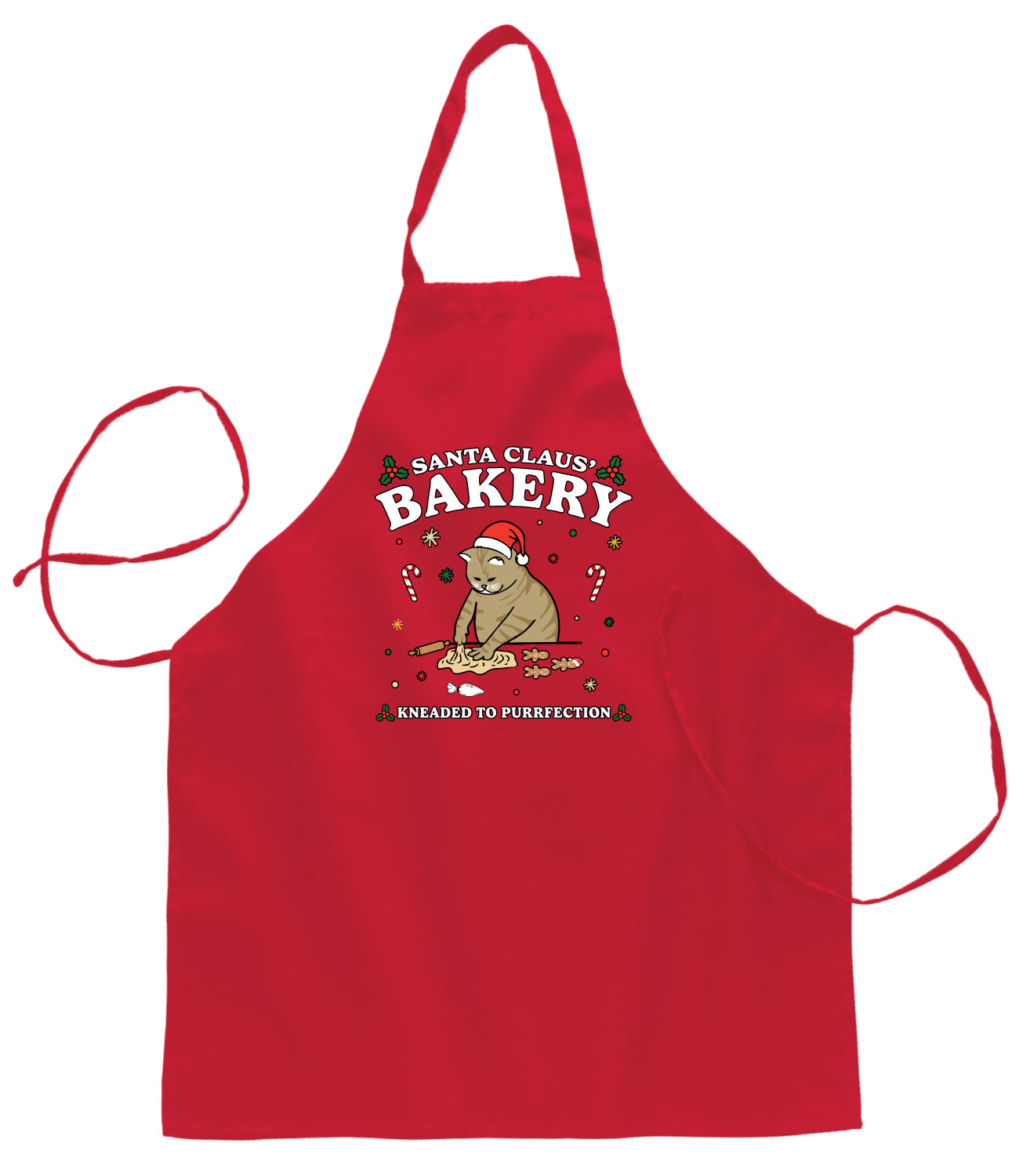Santa Claus Bakery | Bread Kneaded to Purrfection Ugly Christmas Sweater Ugly Christmas Butcher Graphic Apron for Kitchen BBQ Grilling Cooking